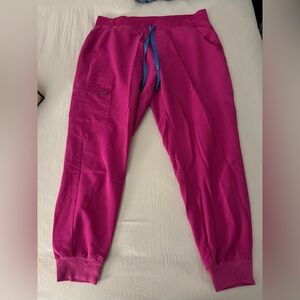Hot pink Figs Zamora jogger scrub pants